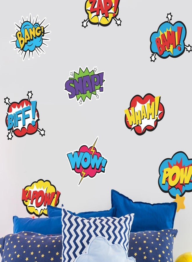 iinuu Superhero Comic Words Wall Decals - 12 Pack Action Sound Effects Stickers Peel and Stick Vinyl, Waterproof & Durable, Perfect for Kids' Room, Playroom, Nursery, Game Room, or Office Decor (1) - Image 3
